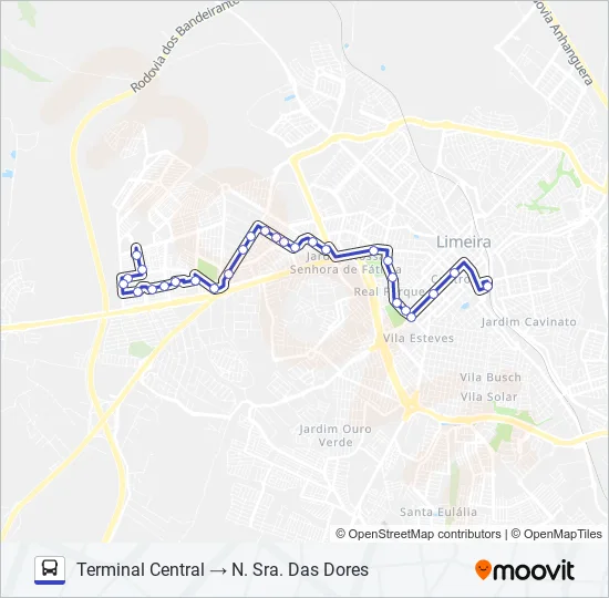 03 NOVA LIMEIRA X N. SRA. DAS DORES Bus Line Map