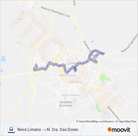 03 NOVA LIMEIRA X N. SRA. DAS DORES Bus Line Map