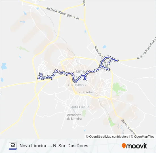 03 NOVA LIMEIRA X N. SRA. DAS DORES Bus Line Map
