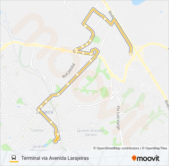 Mapa da linha 15 UNIP X TERMINAL (VIA LARANJEIRAS) de ônibus