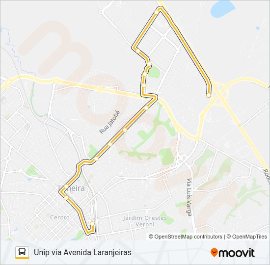 15 UNIP X TERMINAL (VIA LARANJEIRAS) Bus Line Map