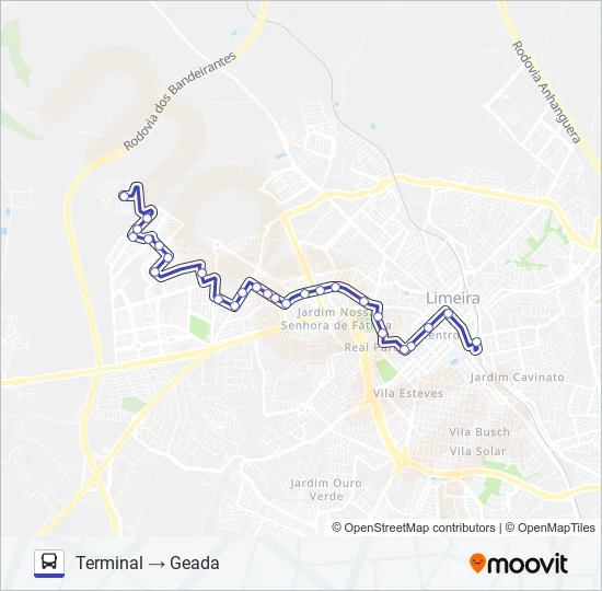 13 B. GROTTA X GEADA (VIA SANTA CASA) Bus Line Map