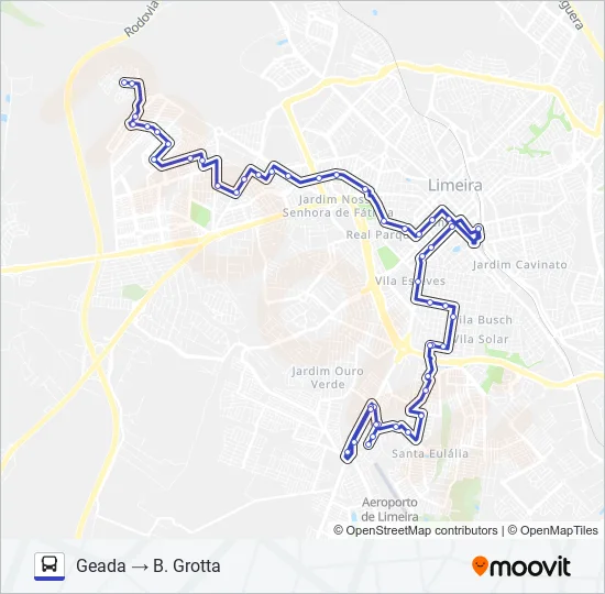 13 B. GROTTA X GEADA (VIA SANTA CASA) Bus Line Map