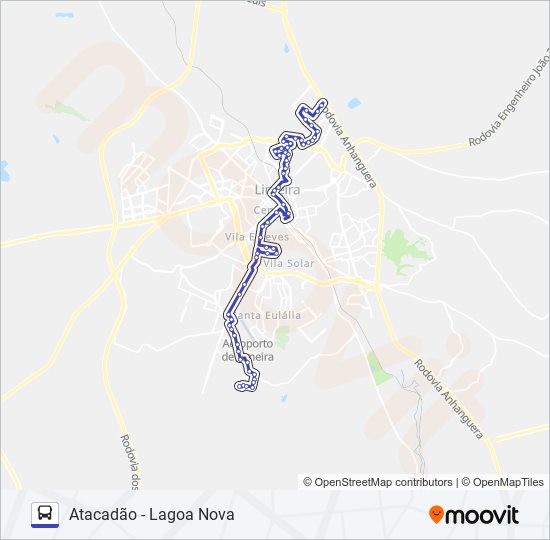 Mapa da linha 114 LAGOA NOVA X ATACADÃO (VIA SHOPPING) de ônibus