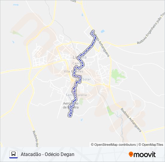 Mapa da linha 107 ODÉCIO DEGAN X ATACADÃO (VIA SANTA CASA) de ônibus
