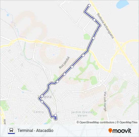 107 ODÉCIO DEGAN X ATACADÃO (VIA SANTA CASA) Bus Line Map