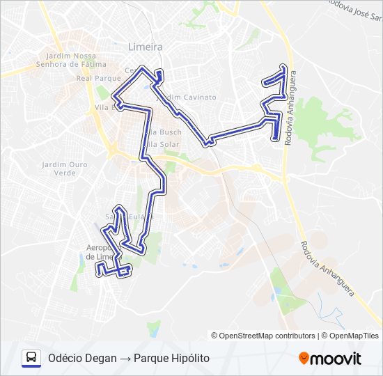 Mapa da linha 103 ODÉCIO DEGAN X PARQUE HIPÓLITO (VIA SANTA CASA) de ônibus