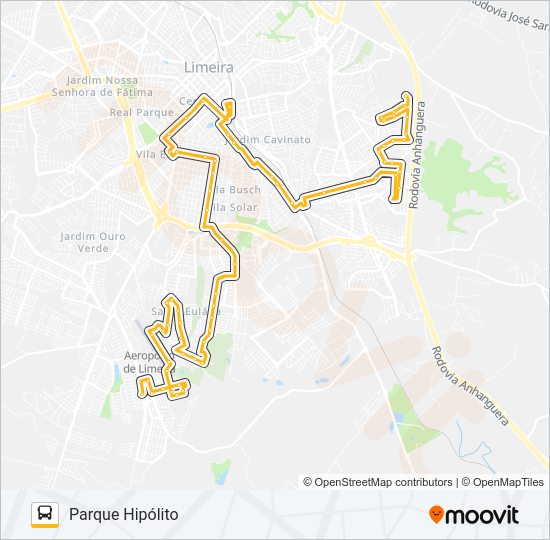 Mapa da linha 103 ODÉCIO DEGAN X PARQUE HIPÓLITO (VIA SANTA CASA) de ônibus