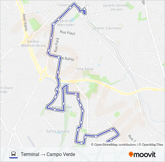 01 JD. CAMPO VERDE / G. PICCININI X SHOPPING/ATACADÃO Bus Line Map