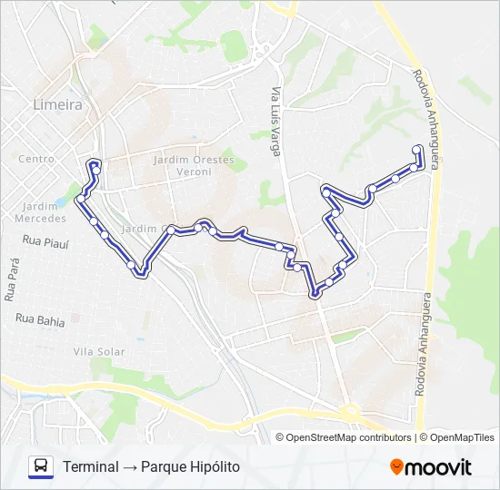 102 PARQUE HIPÓLITO X N. SRA. DAS DORES (VIA MEDICAL) Bus Line Map