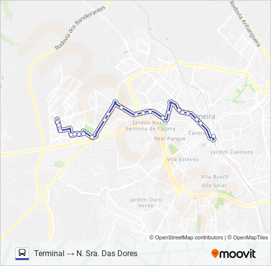 102 PARQUE HIPÓLITO X N. SRA. DAS DORES (VIA MEDICAL) Bus Line Map