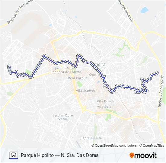 102 PARQUE HIPÓLITO X N. SRA. DAS DORES (VIA MEDICAL) Bus Line Map