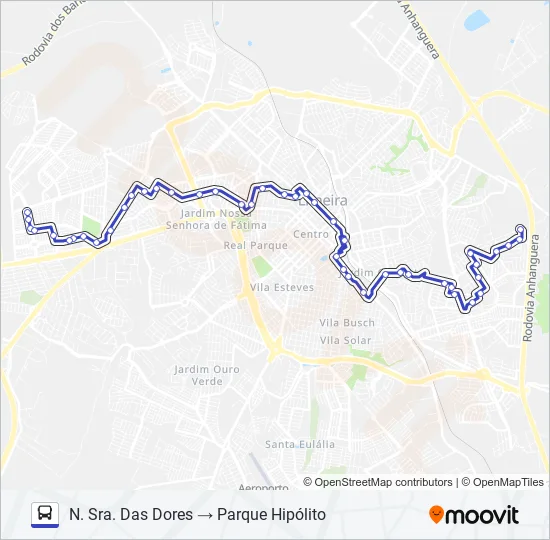 102 PARQUE HIPÓLITO X N. SRA. DAS DORES (VIA MEDICAL) Bus Line Map