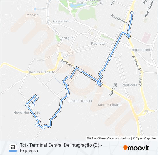 Mapa da linha 0322 NOVO HORIZONTE de ônibus