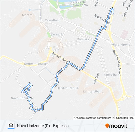 Mapa da linha 0322 NOVO HORIZONTE de 