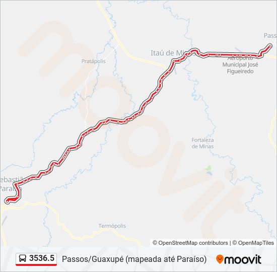 Mapa da linha 3536.5 de ônibus