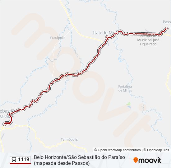 Mapa da linha 1119 de ônibus