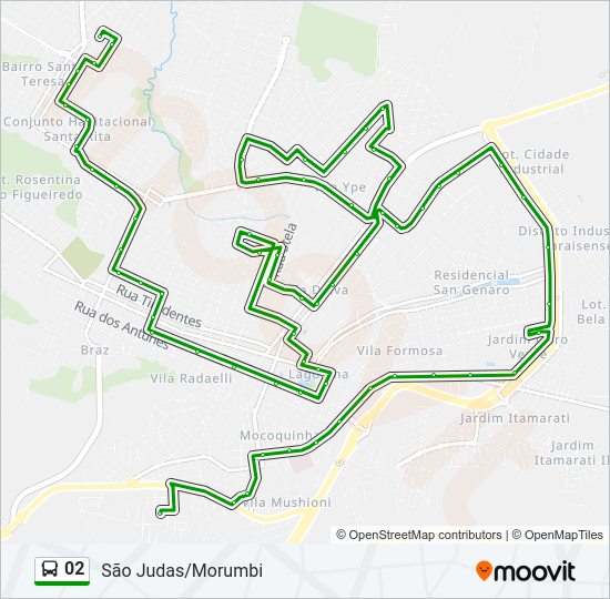Mapa da linha 02 de ônibus