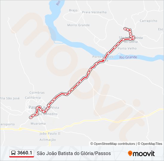Mapa da linha 3660.1 de ônibus
