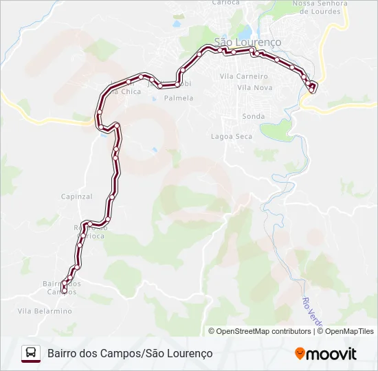 3717.1 BAIRRO DOS CAMPOS/SÃO LOURENÇO Bus Line Map