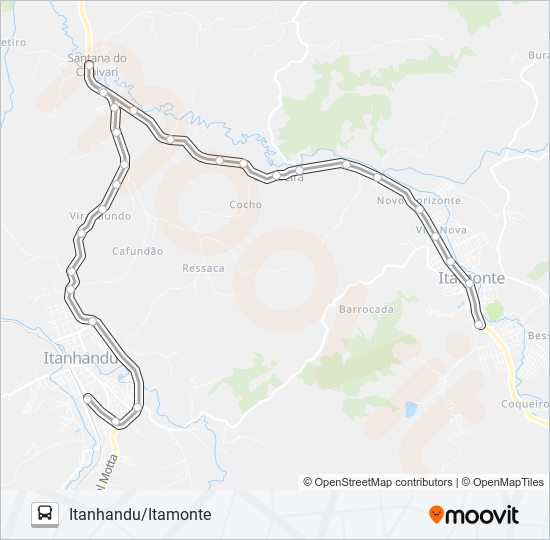 Mapa da linha 3892 ITANHANDU/ITAMONTE de ônibus