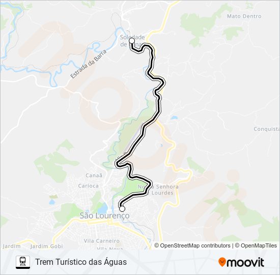 Mapa da linha TREM TURÍSTICO DAS ÁGUAS de trem