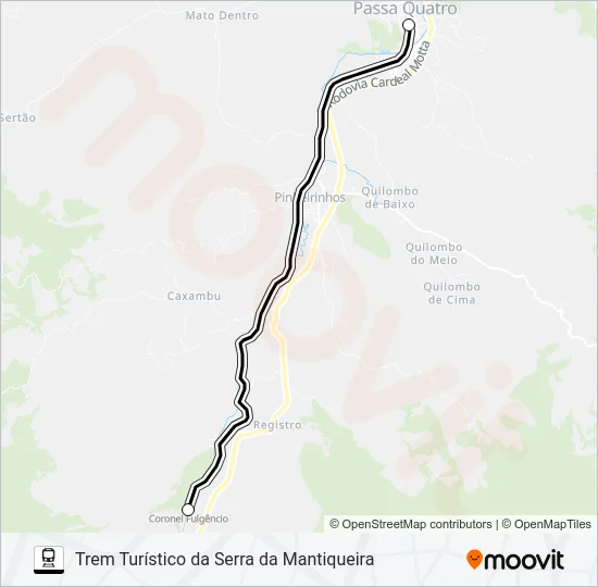 TREM TURÍSTICO DA SERRA DA MANTIQUEIRA Train Line Map