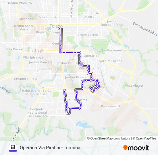 026 OPERÁRIA Bus Line Map