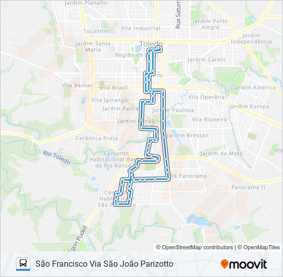Mapa da linha 024 SÃO FRANCISCO de ônibus