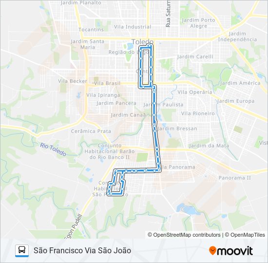 Mapa da linha 024 SÃO FRANCISCO de ônibus