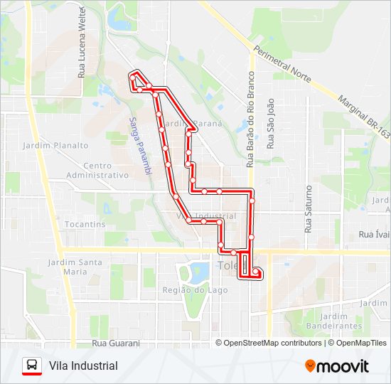 Mapa da linha 028 VILA INDUSTRIAL de ônibus