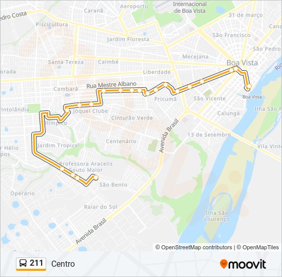 Mapa da linha 211 de ônibus