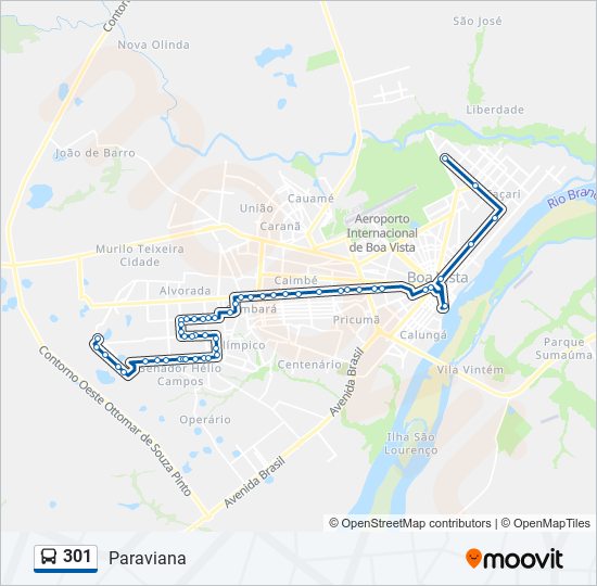 Mapa da linha 301 de ônibus