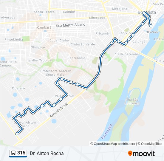 Mapa de 315 de autobús