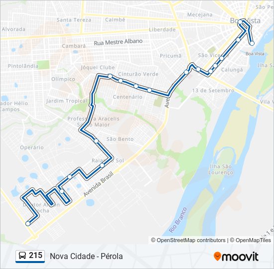 Mapa de 215 de autobús