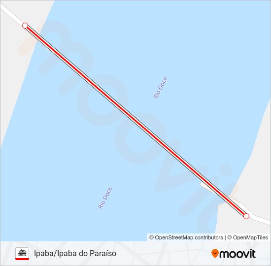 Mapa da linha TRAVESSIA DO RIO DOCE de barca