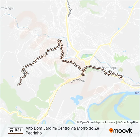 Mapa da linha 031 de ônibus