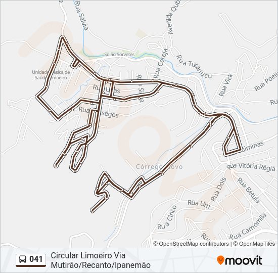 Mapa da linha 041 de ônibus