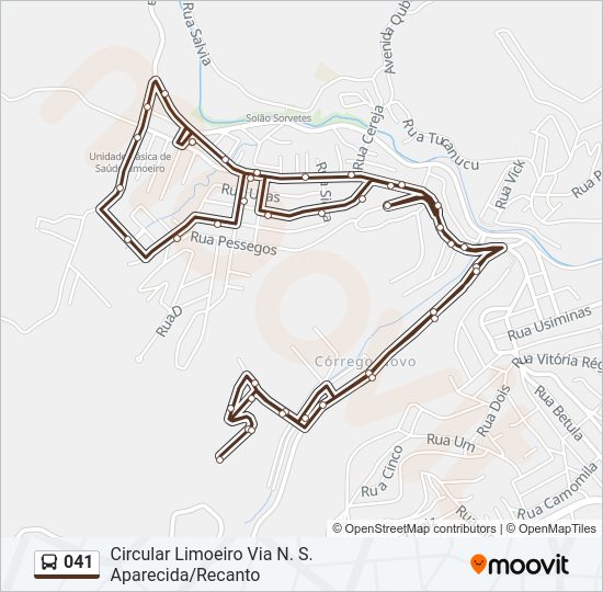 Mapa da linha 041 de ônibus