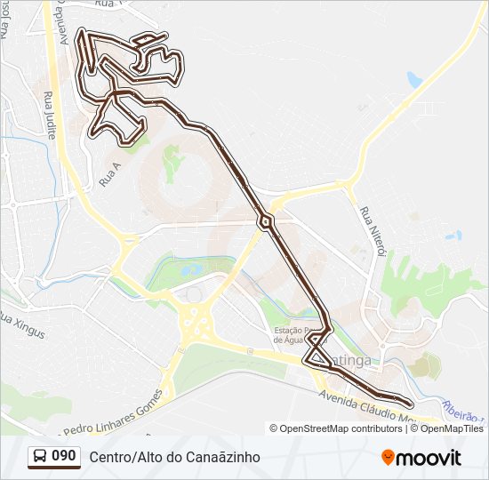 Mapa da linha 090 de ônibus