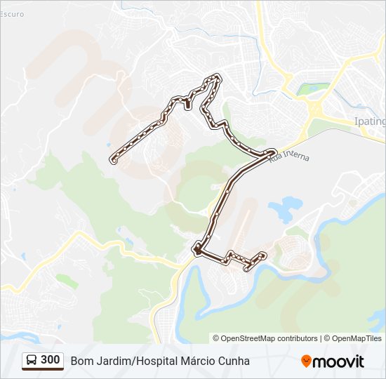 Mapa da linha 300 de ônibus