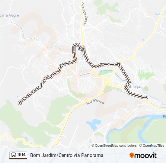 Mapa da linha 304 de ônibus