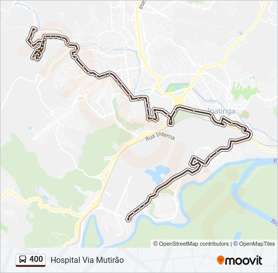 Mapa da linha 400 de ônibus