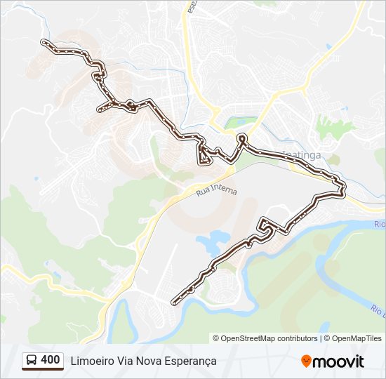 Mapa da linha 400 de ônibus
