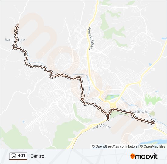 Mapa da linha 401 de ônibus