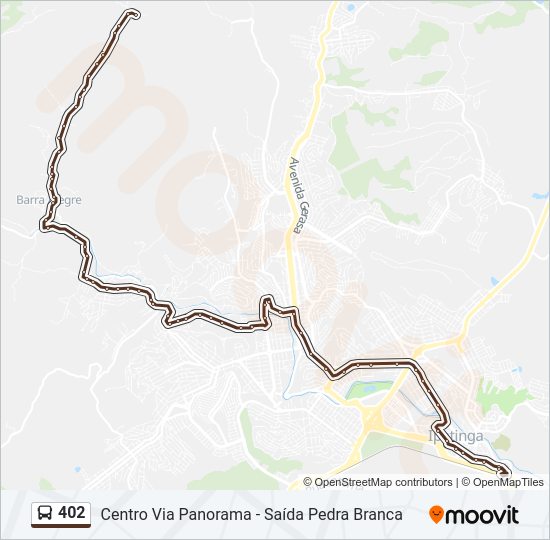 Mapa da linha 402 de ônibus