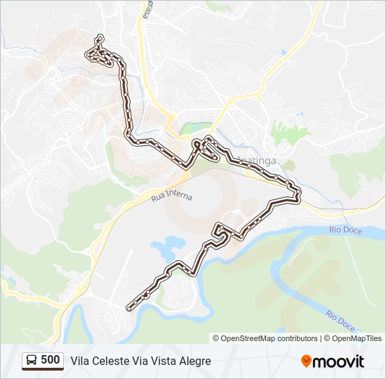 Mapa da linha 500 de ônibus