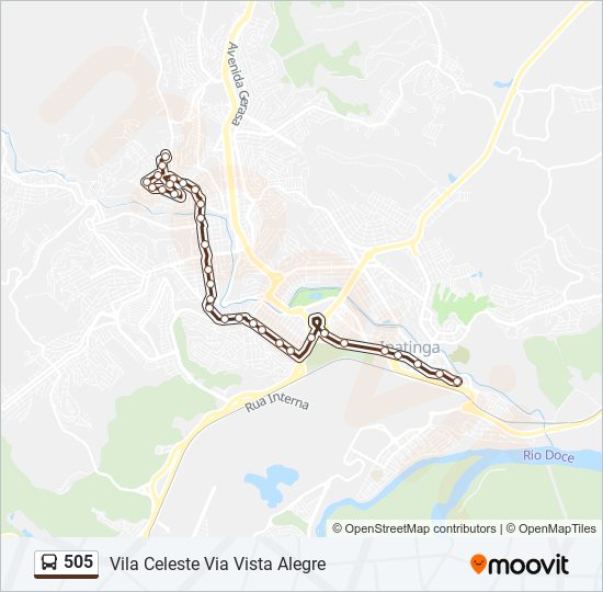 Mapa da linha 505 de ônibus