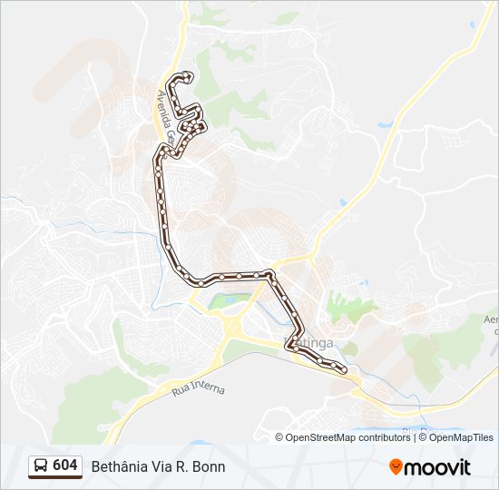 Mapa da linha 604 de ônibus