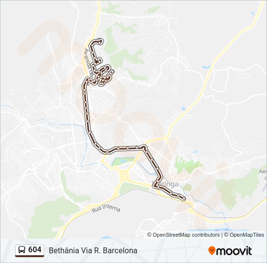 Mapa da linha 604 de ônibus